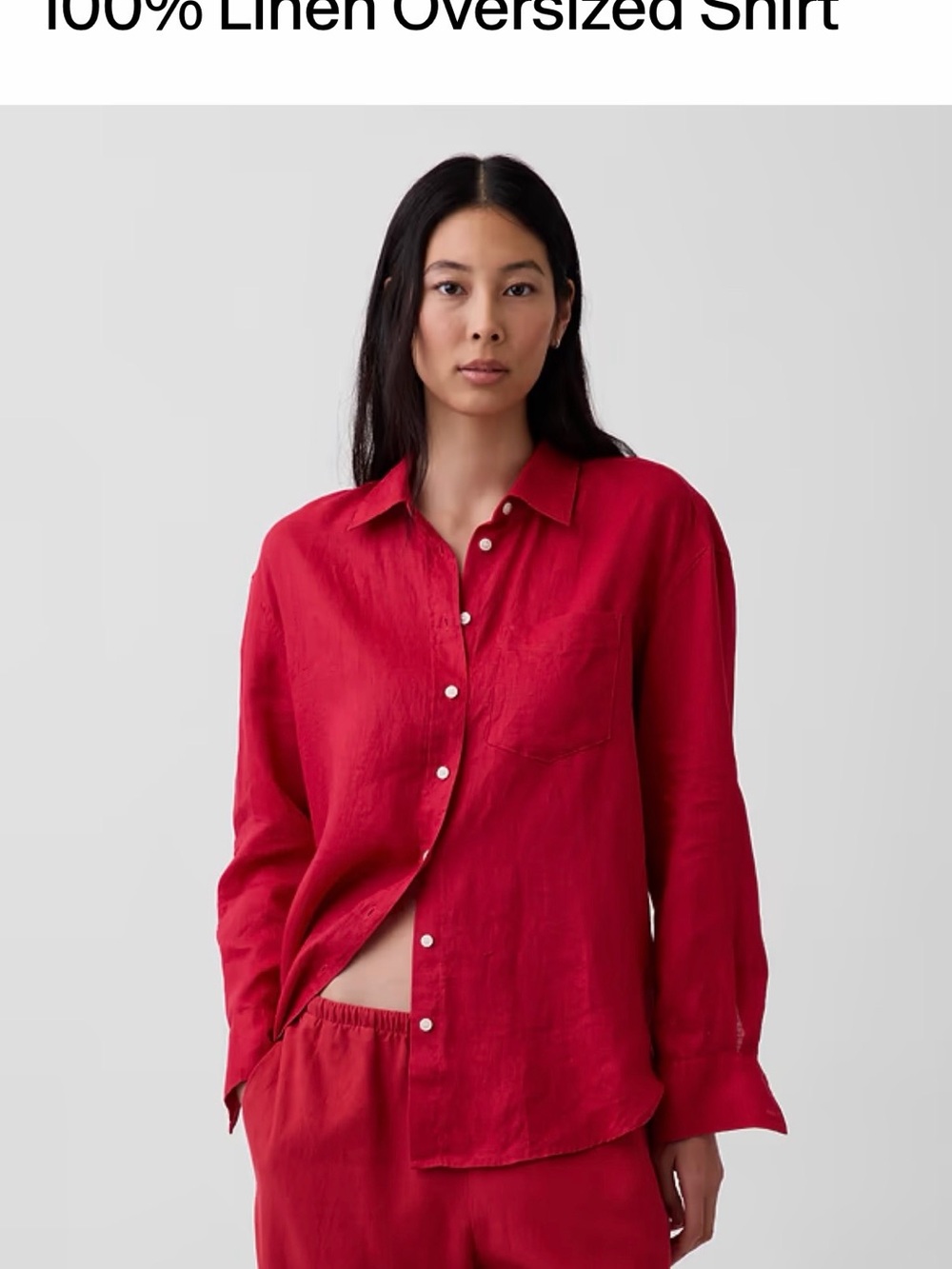 GAP Red Linen Button-Down Shirt